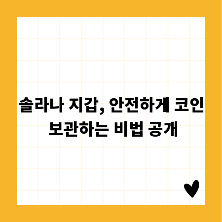 솔라나 지갑, 안전하게 코인 보관하는 비법 공개