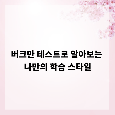 버크만 테스트로 알아보는 나만의 학습 스타일