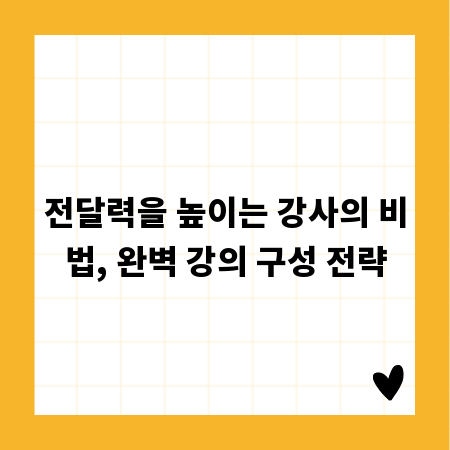 전달력을 높이는 강사의 비법, 완벽 강의 구성 전략