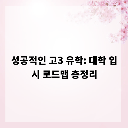성공적인 고3 유학: 대학 입시 로드맵 총정리