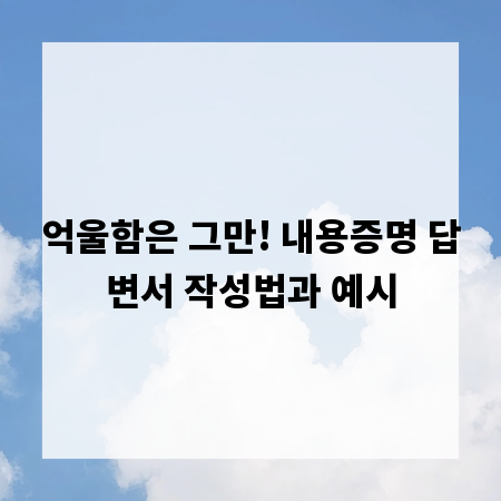 억울함은 그만! 내용증명 답변서 작성법과 예시