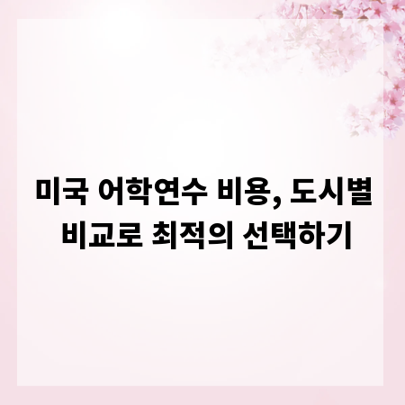 미국 어학연수 비용, 도시별 비교로 최적의 선택하기
