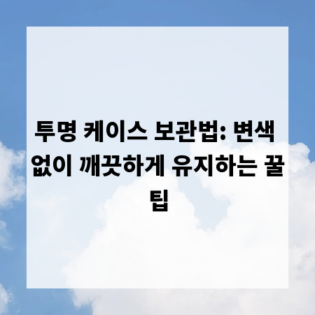 투명 케이스 보관법: 변색 없이 깨끗하게 유지하는 꿀팁