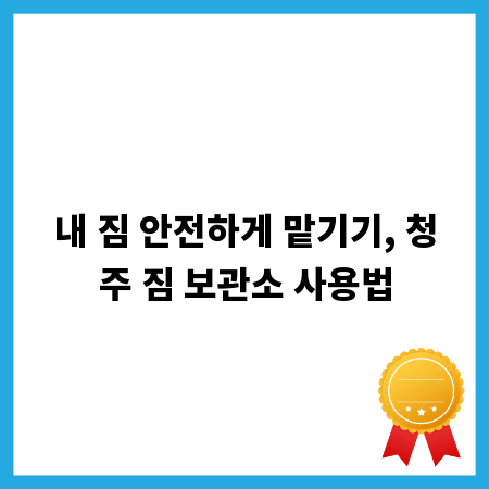 내 짐 안전하게 맡기기, 청주 짐 보관소 사용법