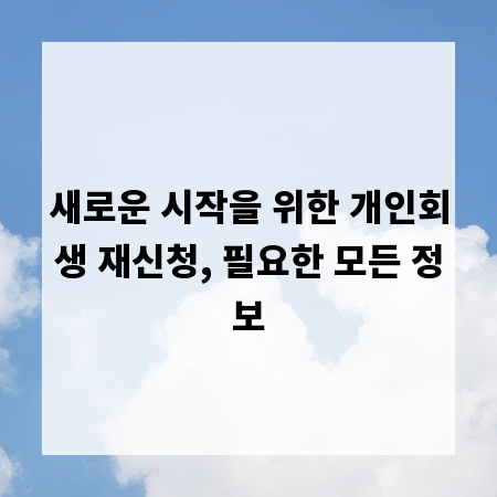 새로운 시작을 위한 개인회생 재신청, 필요한 모든 정보