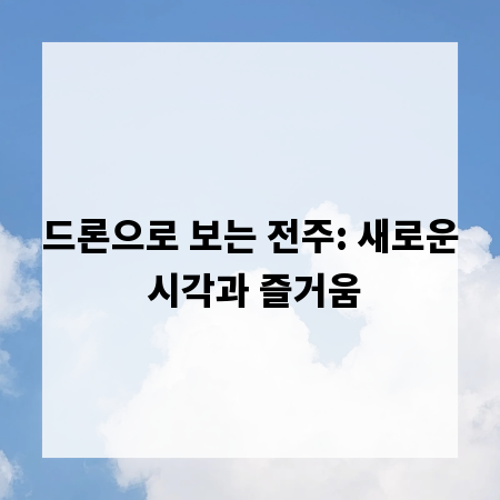 드론으로 보는 전주: 새로운 시각과 즐거움