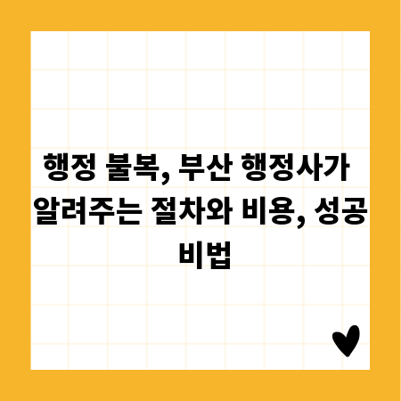 행정 불복, 부산 행정사가 알려주는 절차와 비용, 성공 비법