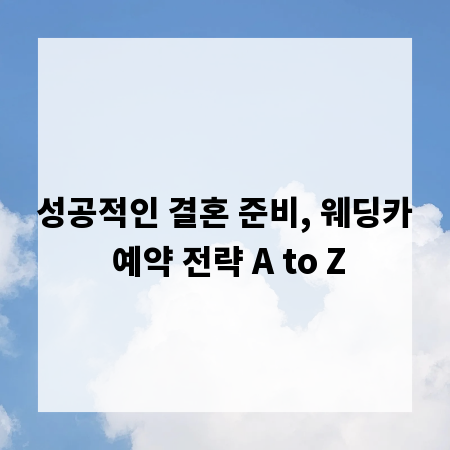 성공적인 결혼 준비, 웨딩카 예약 전략 A to Z