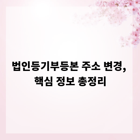 법인등기부등본 주소 변경, 핵심 정보 총정리