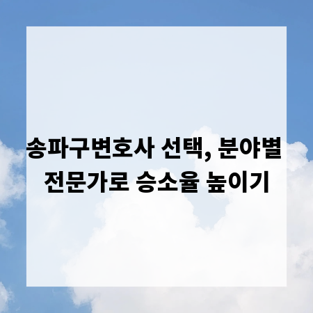 송파구변호사 선택, 분야별 전문가로 승소율 높이기