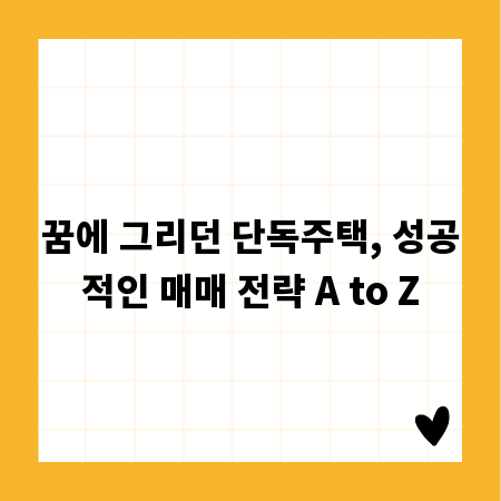 꿈에 그리던 단독주택, 성공적인 매매 전략 A to Z
