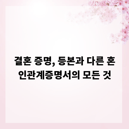 결혼 증명, 등본과 다른 혼인관계증명서의 모든 것