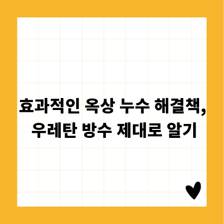 효과적인 옥상 누수 해결책, 우레탄 방수 제대로 알기