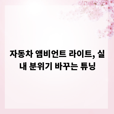 자동차 앰비언트 라이트, 실내 분위기 바꾸는 튜닝