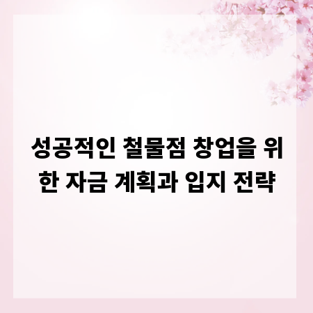 성공적인 철물점 창업을 위한 자금 계획과 입지 전략
