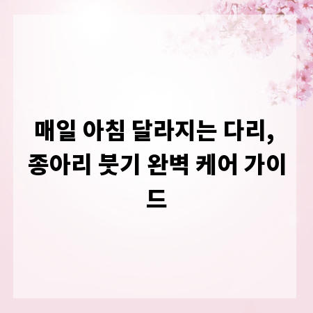 매일 아침 달라지는 다리, 종아리 붓기 완벽 케어 가이드