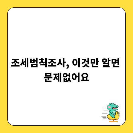 조세범칙조사, 이것만 알면 문제없어요