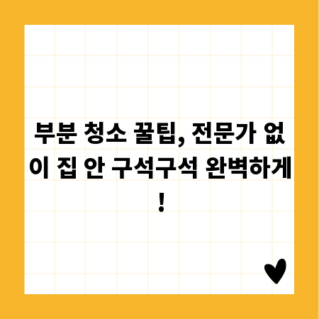 부분 청소 꿀팁, 전문가 없이 집 안 구석구석 완벽하게!