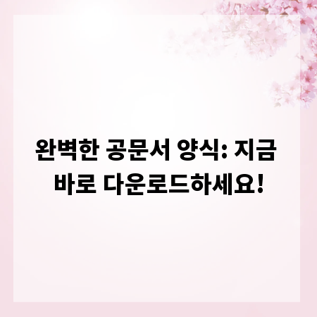 완벽한 공문서 양식: 지금 바로 다운로드하세요!