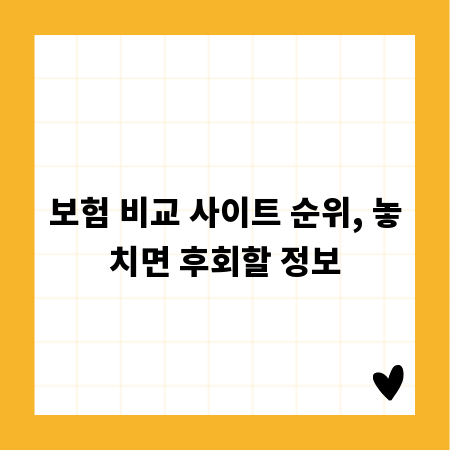 보험 비교 사이트 순위, 놓치면 후회할 정보