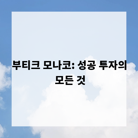 부티크 모나코: 성공 투자의 모든 것