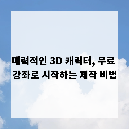매력적인 3D 캐릭터, 무료 강좌로 시작하는 제작 비법