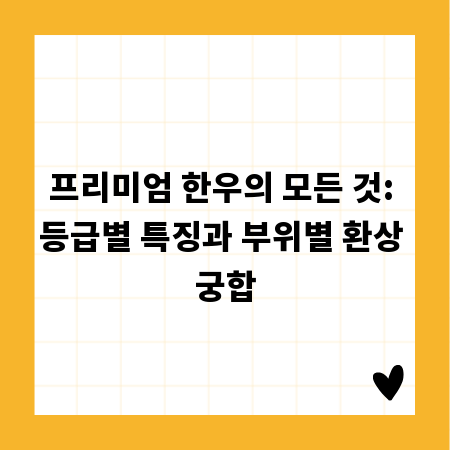 프리미엄 한우의 모든 것: 등급별 특징과 부위별 환상 궁합