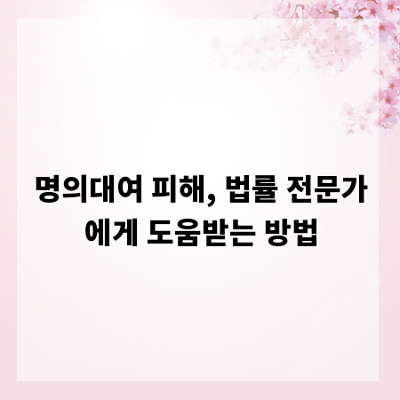 명의대여 피해, 법률 전문가에게 도움받는 방법