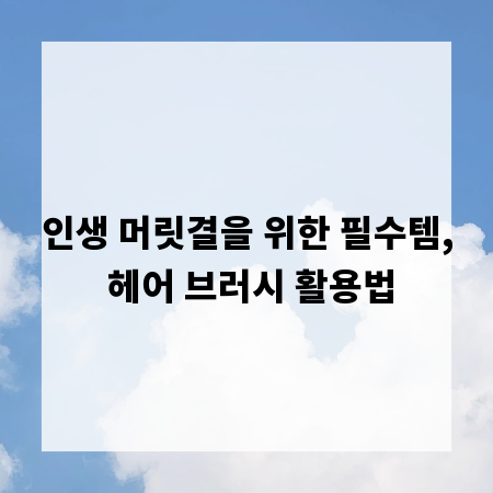 인생 머릿결을 위한 필수템, 헤어 브러시 활용법